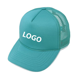 Custom Teal Mesh Trucker Hat 6-Panel Adjustable Unisex Casual <b>Cap</b> Front Logo Sublimation Transfer Print Breathable <b>Winter</b> Sporty - Product Image 1