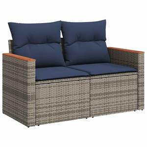Set di divani da giardino per esterni, 13 pezzi, in polyrattan grigio con cuscini, design contemporaneo per patio o giardino - Product Image 5