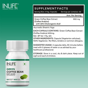 Extrait de grains de café vert 800 mg en capsules, 50% d'acide chlorogénique, 60 capsules végétariennes, flacon - Product Image 3