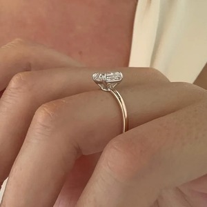 2 Carat Asscher Cut Lab Grown Diamond Two Tone Solitaire <b>Ring</b> <b>Dainty</b> Thin Diamond <b>Ring</b> with IGI Certified & VVS Clarity for Sale - Product Image 4