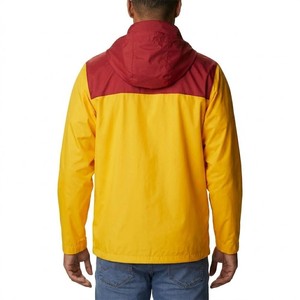 Top Quality <b>Mens</b> Yellow Red Panel Windbreaker <b>Jacket</b> Full Zip Hooded <b>Lightweight</b> Outdoor <b>Rain</b> Protection Casual Street <b>Jacket</b> - Product Image 5