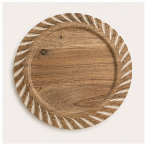 Handcrafted Eco-Friendly Mango Wood Charger <b>Plate</b> Round Scalloped Rustic Serving Tray for Wedding and Party Table <b>Decoration</b> - Product Image 6