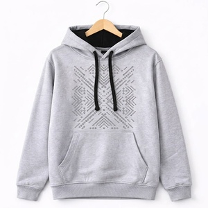 Sudadera con Capucha Personalizada para Hombre con Pedrería, de Algodón Tejido, Estilo Casual Urbano, con Bolsillo Frontal, Fabricante OEM ODM - Product Image 3