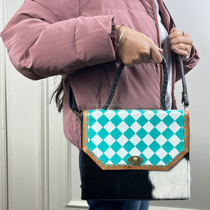 Bolso de Mano de Cuero a Cuadros Hecho a Mano de Diseño de Lujo de Alta Gama de Moda Nueva para Mujer, Fabricante Personalizado OEM, Bolso Cruzado de Piel de Vaca - Product Image 4