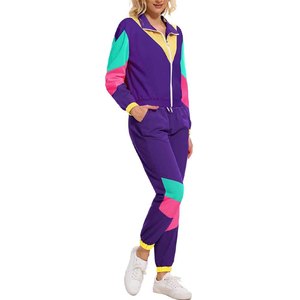 Survêtement femme color block à manches longues avec fermeture éclair sur le devant, vêtements de sport décontractés avec poches latérales, style printemps - Product Image 2