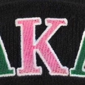 AKA Black Beanie Embroidered Knit <b>Hat</b> <b>Warm</b> Winter Cap Stylish Streetwear Fashion Accessory Comfortable Fit - Product Image 2