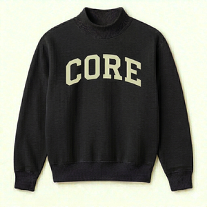 <b>Women's</b> <b>Black</b> Oversized Mock Neck Core Graphic Sweatshirt Drop Shoulder Long Sleeve Casual <b>Fleece</b> Pullover Loose Fit - Product Image 1