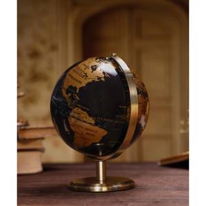 Globe terrestre vintage décoratif pour la maison, le bureau ou la table, globe de bureau noir et or avec support en métal - Product Image 3