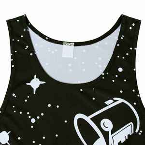 Débardeur sans manches pour homme, imprimé galaxie noir et blanc, col rond, décontracté, respirant, tricoté, pour le fitness - Product Image 5