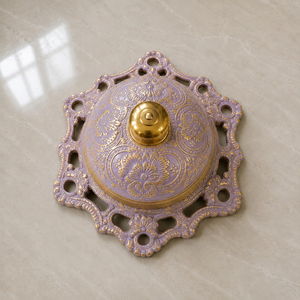 Campana de Escritorio de Latón, Color Morado Pastel Vintage, Campana Decorativa de Mesa, Campana de Servicio de Estilo Antiguo para Hotel u Oficina - Product Image 5