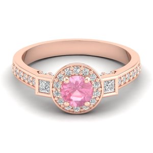 Bague en or rose 14 carats avec pierre précieuse Morganite rose taille ronde 0,5 carat REYES – Vente chaude – Bijoux fins en Moissanite pour mariage – Vente en gros - Product Image 1