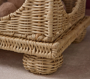 Boho Tall Rattan Corner Shelf Handwoven Wicker Storage Rack Kids Bed Room Furniture Corner Organizer Display Shelf Toys Storage - Product Image 4