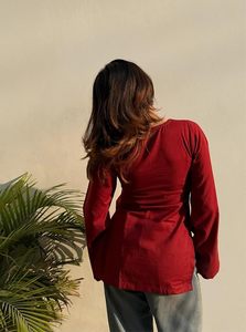 Short Kurti for Women Latest Solid Design | V Neck Full <b>Sleeve</b> Kurti <b>Tops</b> for Women | Stylish Kurtis & Short Kurtis for Woman - Product Image 2