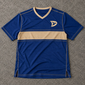 เสื้อเจอร์ซีย์คอร์นโฮลแบบซับลิเมชั่นสีน้ำเงินโคบอลต์สำหรับผู้ชาย รุ่นวินเทจ ประสิทธิภาพสูง ปักโลโก้ ชุดทีม OEM - Product Image 1