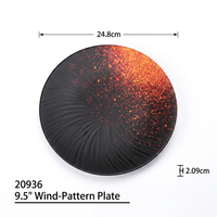 Assiette de service grande taille en mélamine premium 9,5 pouces, motif vent mat, pour steak, sashimi, plat principal, bistro, restaurant, logo personnalisé