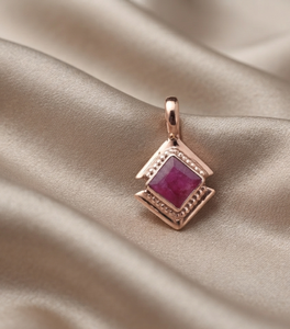 925 Sterling Silver <b>Square</b> Ruby Gemstone Pendant Handmade Beaded <b>Frame</b> Necklace Charm Women Jewelry Rose Gold Yellow Gold Plated - Product Image 3
