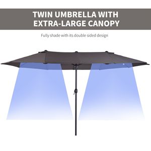 Ombrellone da Giardino Extra Large 15ft a Doppia Faccia Grigio con Manovella per Terrazza, Prato, Cortile, Piscina e Spiaggia - Product Image 4