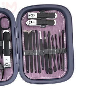 Professional Pedicure <b>Kit</b> by Luxurious 9or18Pcs in 1 Stainless Steel <b>Nail</b> Scissors with Black Leather Grooming Clippers Case - Product Image 2