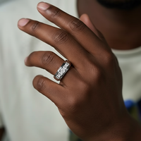 Bague demi-éternité en argent 925 certifiée GRA Moissanite, testée au diamant, couleur D personnalisée, style hip-hop, pour femmes et hommes
