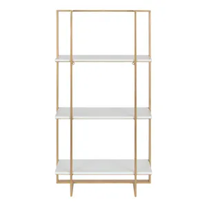 Étagère Murale Flottante Moderne en Métal Doré à 3 Niveaux, Support de Présentation Blanc pour Salle de Bain, Salon, Chambre à Coucher – Vente en Gros - Product Image 3