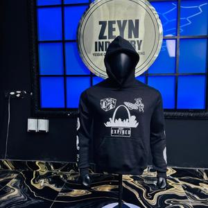 Sudadera con capucha para hombre de fabricantes de ropa, estilo urbano, con bordado y estampado, de peso pesado, con gráfico desgastado y lavado ácido - Product Image 1