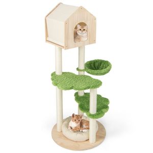 Stand da arrampicata per gatti alto 55 pollici con tiragraffi in Sisal e letto morbido per gattini da interno alberi di gatto e graffio - Product Image 3