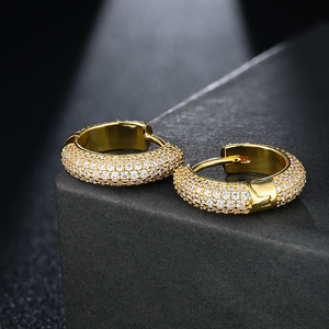 <b>Mens</b> Moissanite Hoop <b>Earrings</b> 925 Silver Iced Out Diamond <b>Huggie</b> <b>Earrings</b> Round Luxury Stud Hoops Gift for <b>Men</b> Women Daily - Product Image 3
