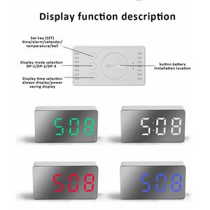 Mini <b>LED</b> Digital Alarm <b>Clock</b> with USB Power Portable Silent Mirror <b>Clock</b> for Bedroom and Car - Product Image 5