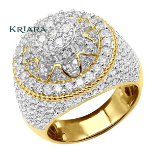 Bague de cocktail unisexe en argent 925 plaqué moissanite, forme couronne, sertissage pavé, bague de mariage de luxe - Product Image 2