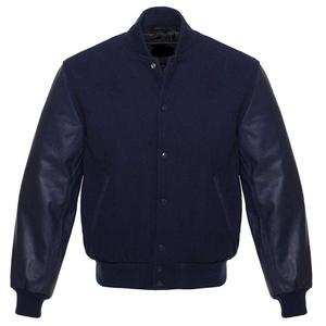 เสื้อแจ็คเก็ตเบสบอลแบบ Varsity Letterman สำหรับผู้ชาย แบรนด์สั่งทำพิเศษ พร้อมไส้ขนเป็ดระบายอากาศได้ดี แขนหนังแท้ ปะติดแพทช์สีดำ สำหรับฤดูหนาว - Product Image 2