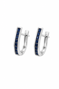 Boucles d'oreilles en saphir bleu en argent sterling 92,5 KLST-30939 - Product Image 1