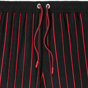 Shorts pour hommes en tissu tissé, à rayures noires et rouges, avec cordon de serrage, taille mi-haute, décontractés, longueur courte, pour l'été - Product Image 5