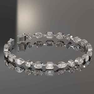Pulsera de tenis de plata de ley con piedras de corte mixto, joyería fina de lujo, cadena de mano para mujer - Product Image 2