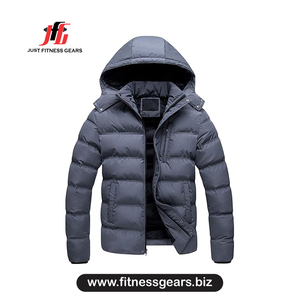 Chaqueta Acolchada con Capucha para Hombre JUST FITNESS GEARS, Cortavientos, Informal de Invierno, con Cierre de Cremallera, Gruesa, con Relleno de Poliéster - Product Image 1