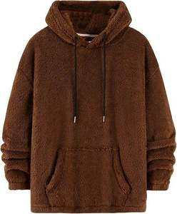 Sudadera con Capucha para Hombre, Forrada, Tejida, Transpirable, de Color Sólido, Lana de Cordero, Cálida para Invierno, con Logotipo Personalizado, Venta al Por Mayor - Product Image 1