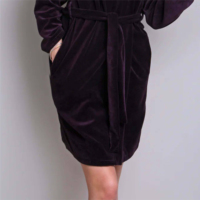 Peignoir thermique en fibre de bambou pour femme, longueur genou, avec logo et marque personnalisés, doux et respirant