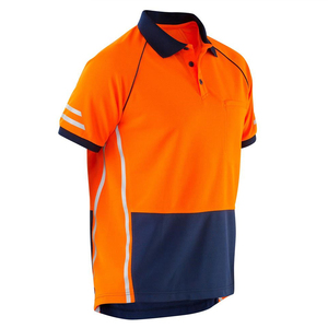 High Visibility Men's Safety Polo Shirt Reflective Workwear Short Sleeve Breathable Mesh Construction Industrial Uniform Pocket - Product Image 6