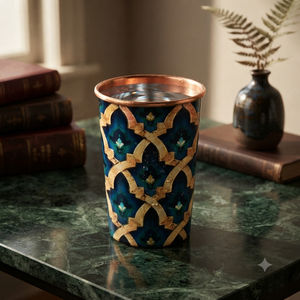 Designer Printed Pure <b>Copper</b> Drinking Glass Ayurvedic Water Tumbler Handmade <b>Copper</b> Cup for Home Kitchen Hotel Restaurant OEM - Product Image 3