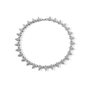 Collar de Moissanita S925 con Baño de Rodio Negro, Diseño Piramidal, Estilo Punk Unisex, Cadena de Corte Triangular - Product Image 3