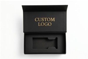 Custom Logo <b>Black</b> Rigid <b>Box</b> With Sponge Liner Hot Stamping Cosmetic Packaging Rectangle Paperboard High-End <b>Box</b> - Product Image 2