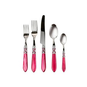 Juego de Cubiertos de Metal Plateado de Calidad Alimentaria con Mango de Resina Rosa para el Hogar y Hoteles, a Precios Atractivos - Product Image 1