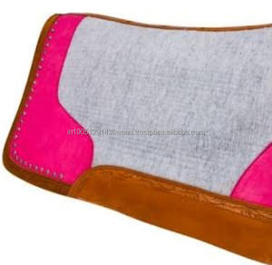 Vente chaude Premium Rose Nouvelle-Zélande Laine Feutre Western Tapis De Selle Vardhman En Gros Coton Cuir Patch Conception Cheval Polaire - Product Image 2