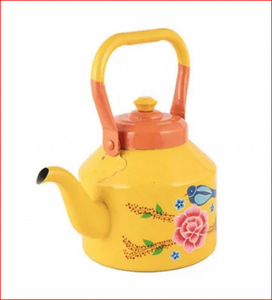 Bouilloire électrique jaune en acier inoxydable émaillé à motif floral, sifflante, pour la cuisine - Product Image 2