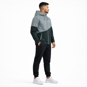 Chaqueta cortavientos impermeable con cremallera de nailon, estilo urbano, con logo serigrafiado, ligera, transpirable y con capucha para hombre. - Product Image 4