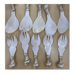 Cuillère en nacre naturelle, manche en coquillage fait main, couverts élégants pour la salle à manger à la maison - Product Image 1