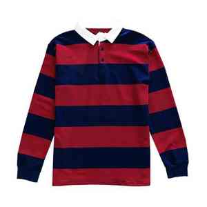 Camiseta de Manga Larga con Logotipo Personalizado de Alta Calidad, Transpirable, con Cuello a Rayas Estilo Rugby para Hombre, Teñido Liso, Impresión Digital - Product Image 3