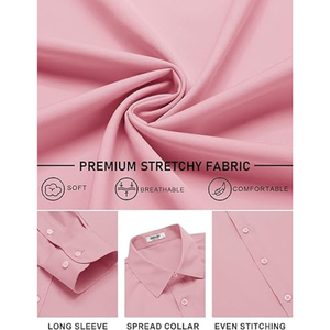 เสื้อเชิ้ตผู้ชายแบบยืดได้ – แขนยาวติดกระดุม ทรงปกติ สำหรับงานทางการ ธุรกิจ และงานแต่งงาน - Product Image 6