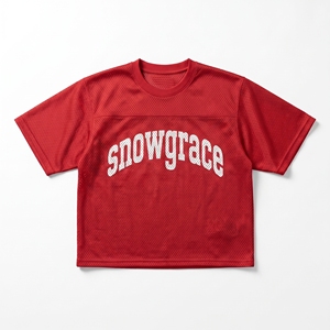T-shirt court en maille rouge Snowgrace pour homme, manches courtes, coupe ample, sportif, respirant, col rond - Product Image 1
