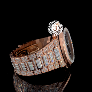 Montre mécanique ETA de qualité supérieure en acier inoxydable entièrement sertie de moissanite, pour hommes, disponible en version unisexe, prix d'exportation - Product Image 6