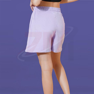 Shorts unis violet pour femmes, doux, légers, décontractés, taille élastique, confortables, coupe décontractée, pour l'été - Product Image 2